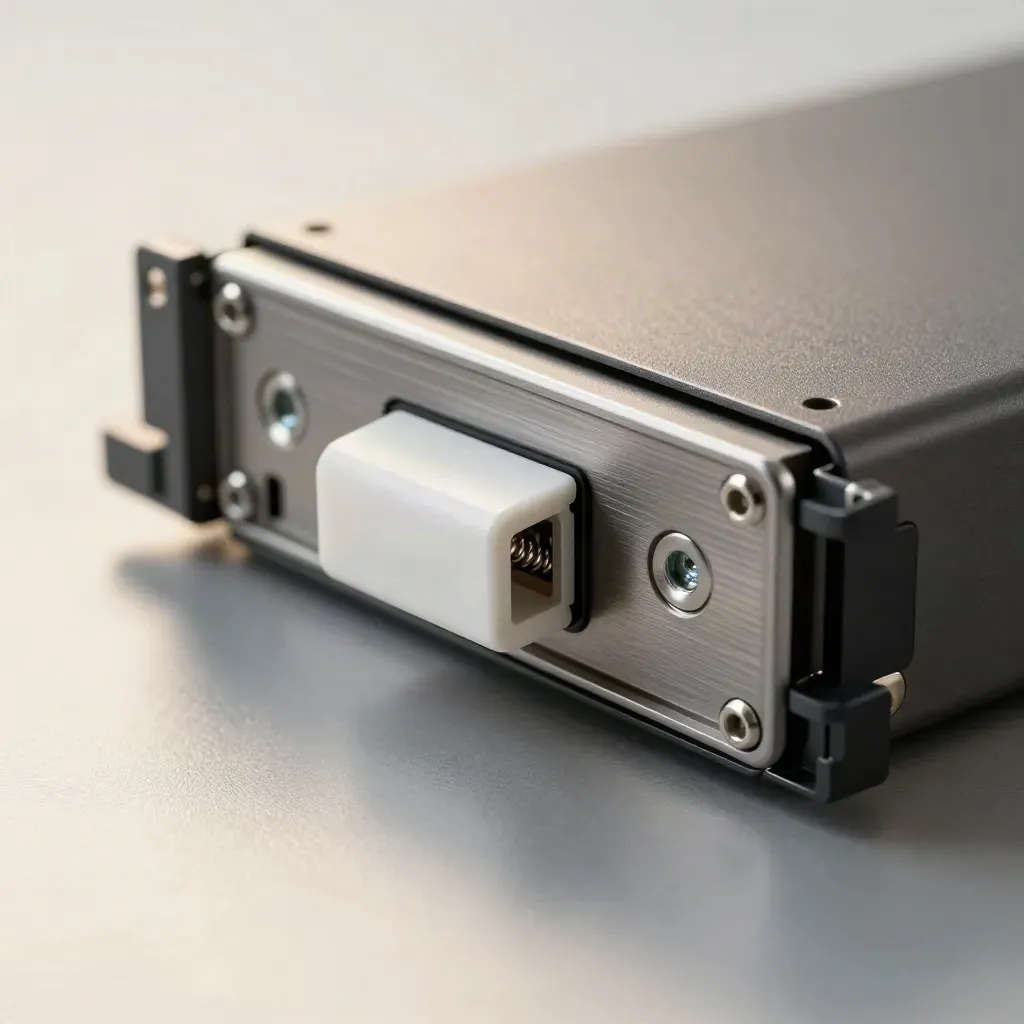 Macro server drive caddy halfway into a bay with two spare screws
